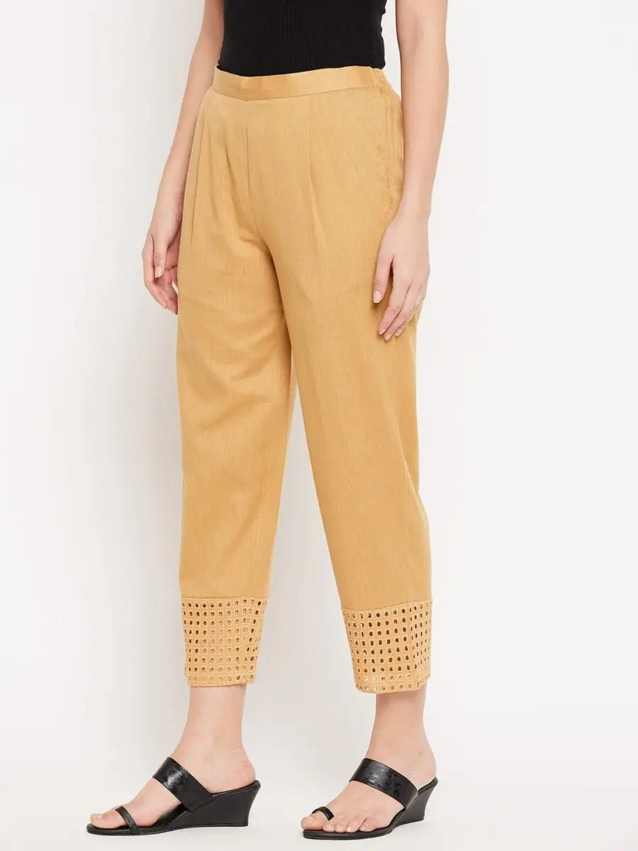 winered-beige-cotton-trouser-for-women