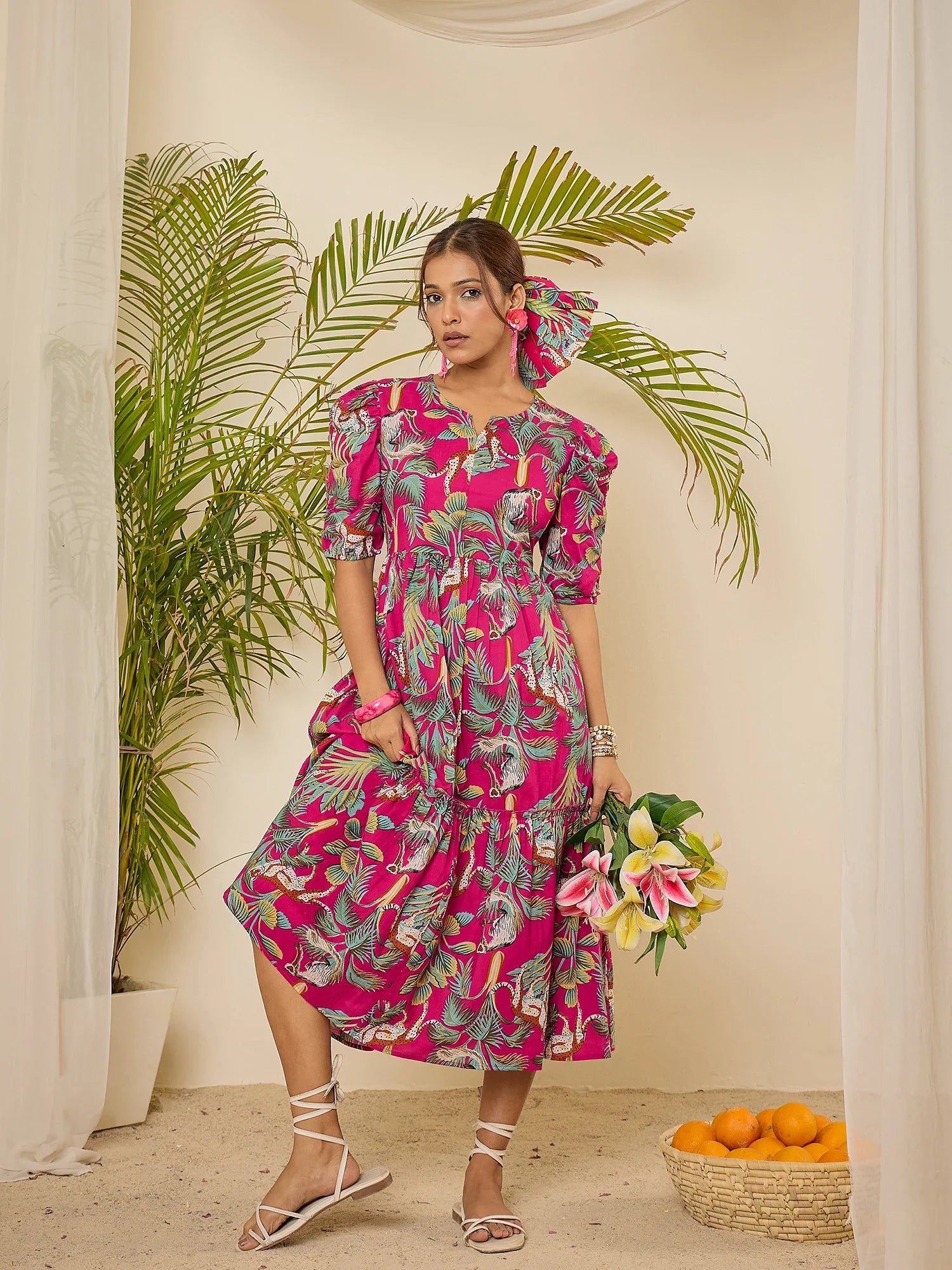 women-cotton-tropical-print-calf-length-tiered-dress