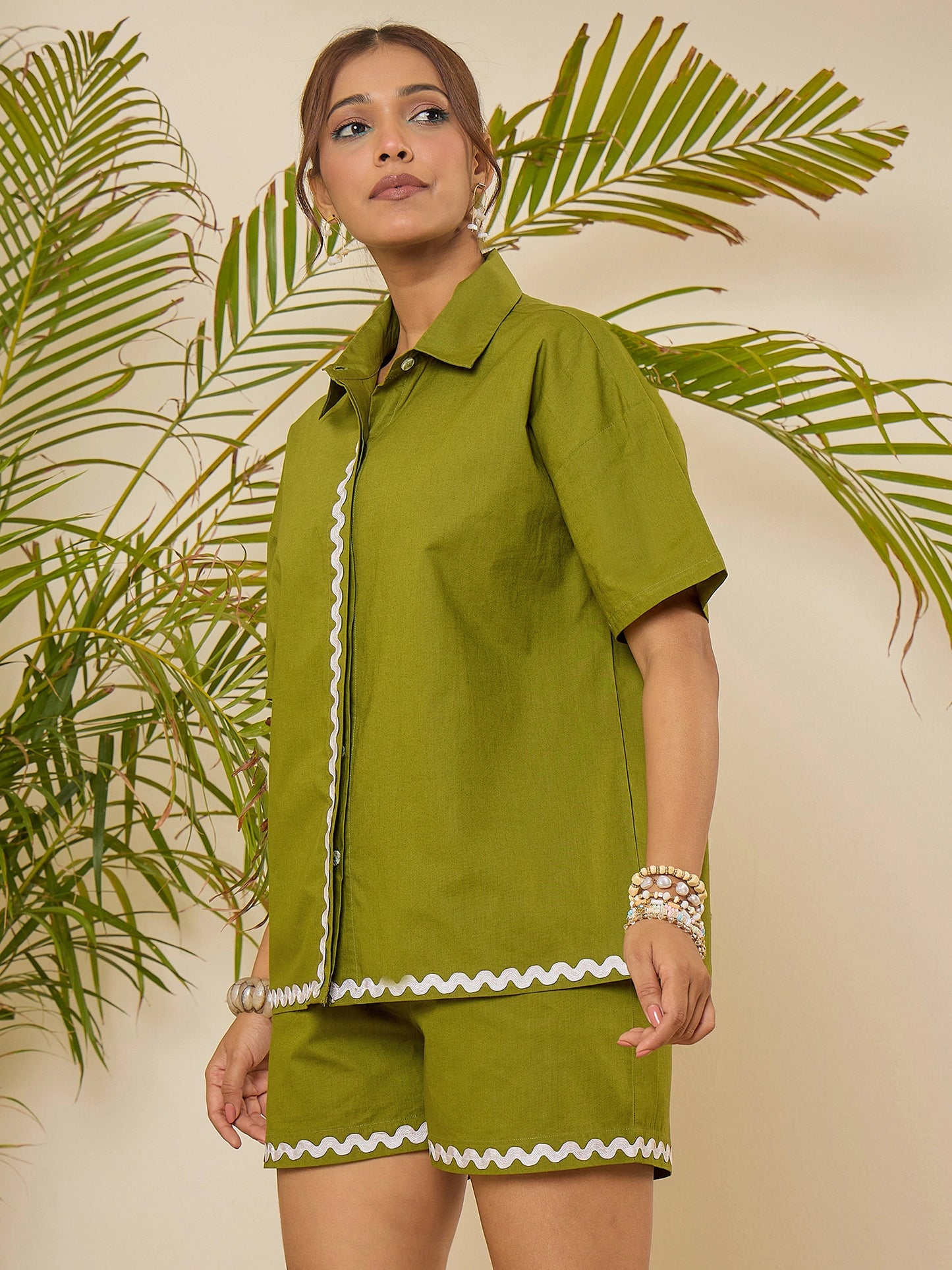 women-green-cotton-oversized-shirt-with-shorts-set