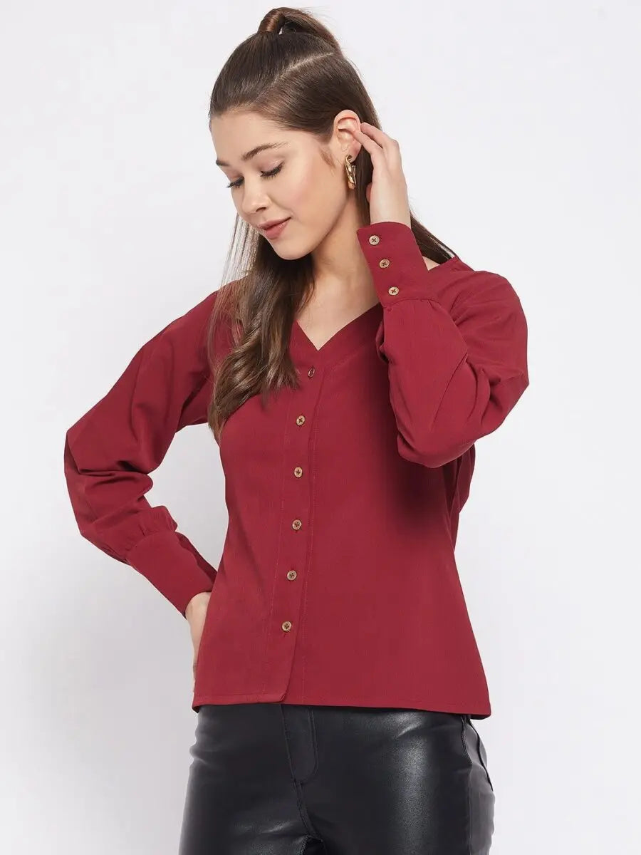 winered-maroon-solid-polyester-shirt-style-top