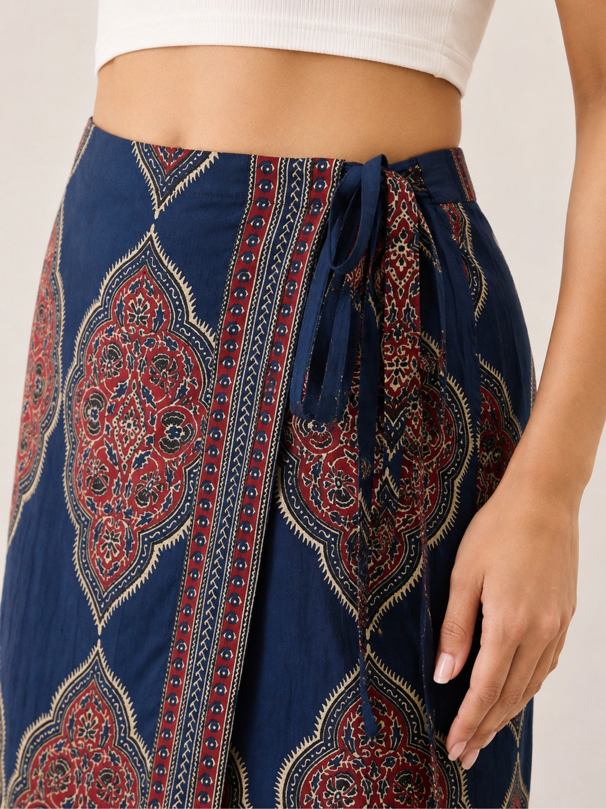Women Ethnic Print Wrap Skirt