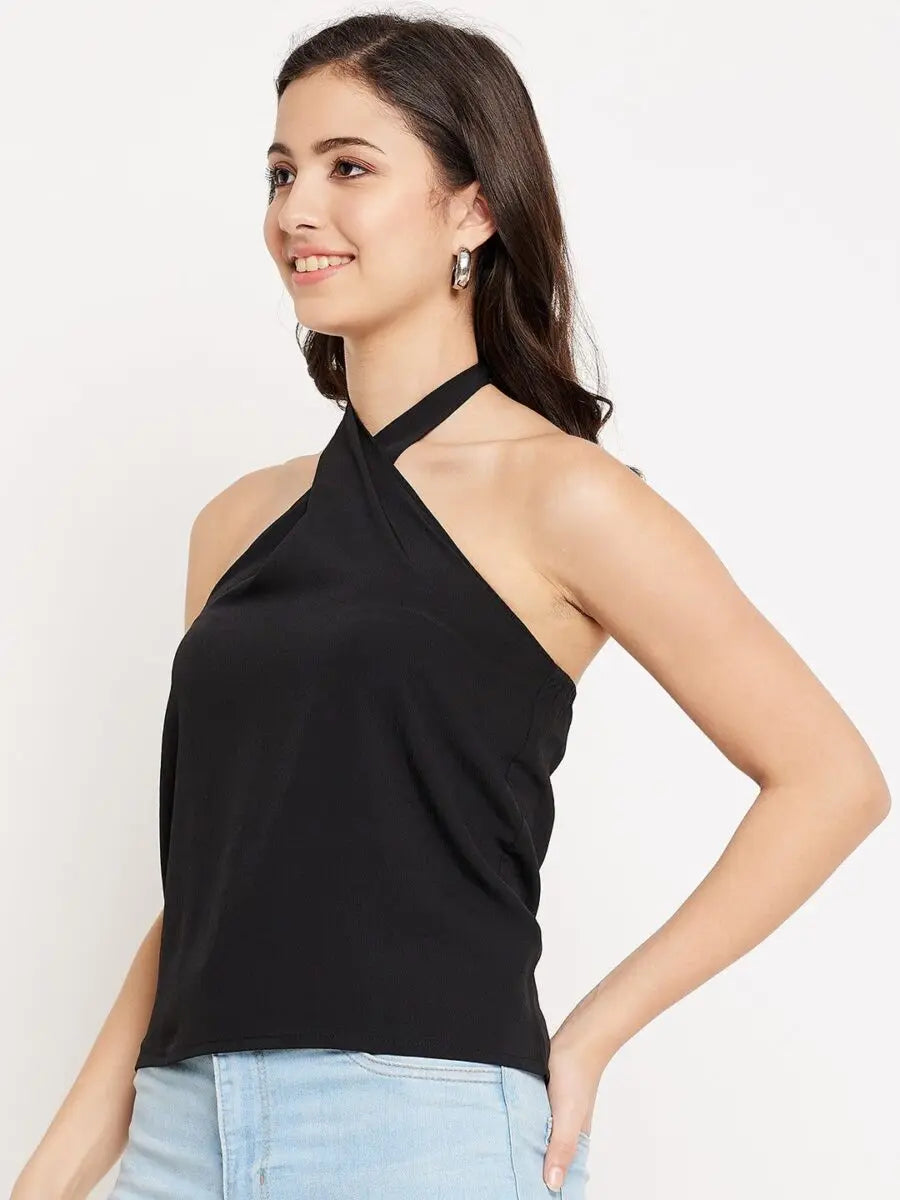 winered-black-halter-neck-top