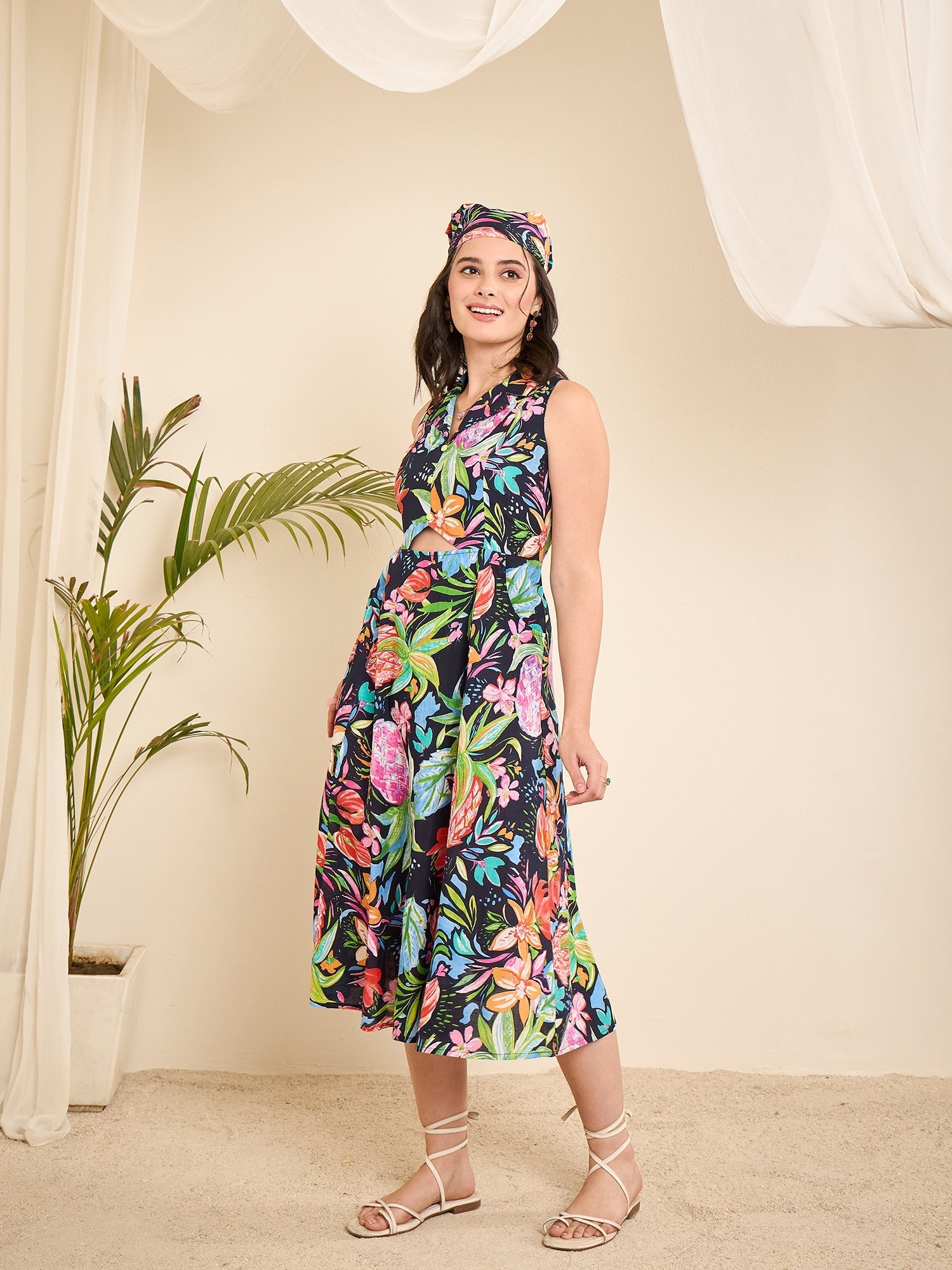 women-navy-blue-cotton-printed-front-triangle-cut-out-a-line-dress