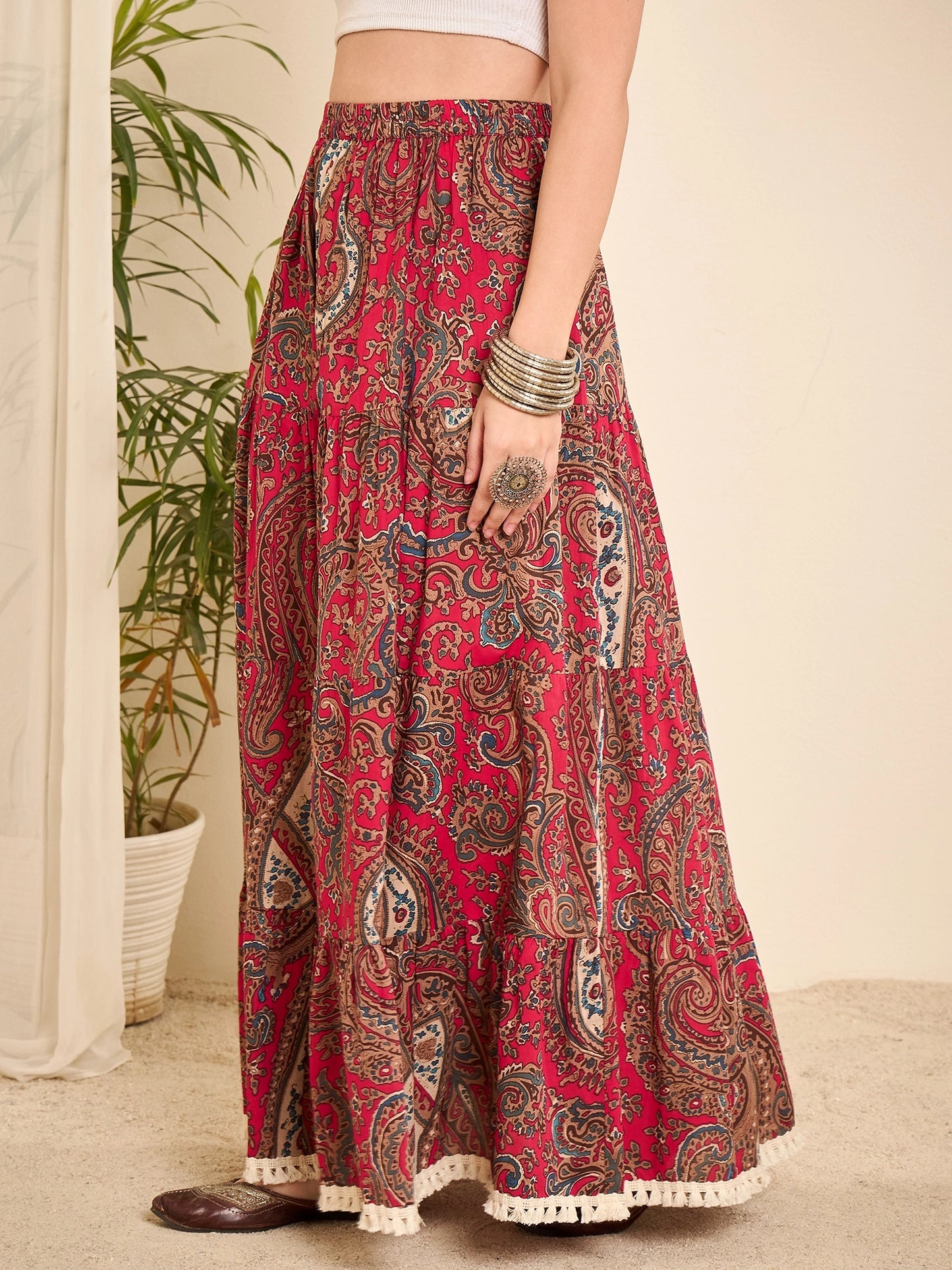 women-pink-cotton-paisley-printed-lace-long-line-skirt