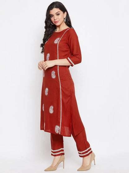 winered-maroon-straight-rayon-paisly-embroidered-kurta-and-palazzo-set