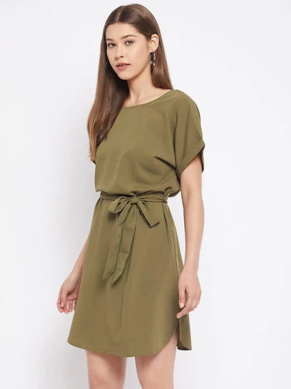 winered-green-sheath-crepe-solid-dress