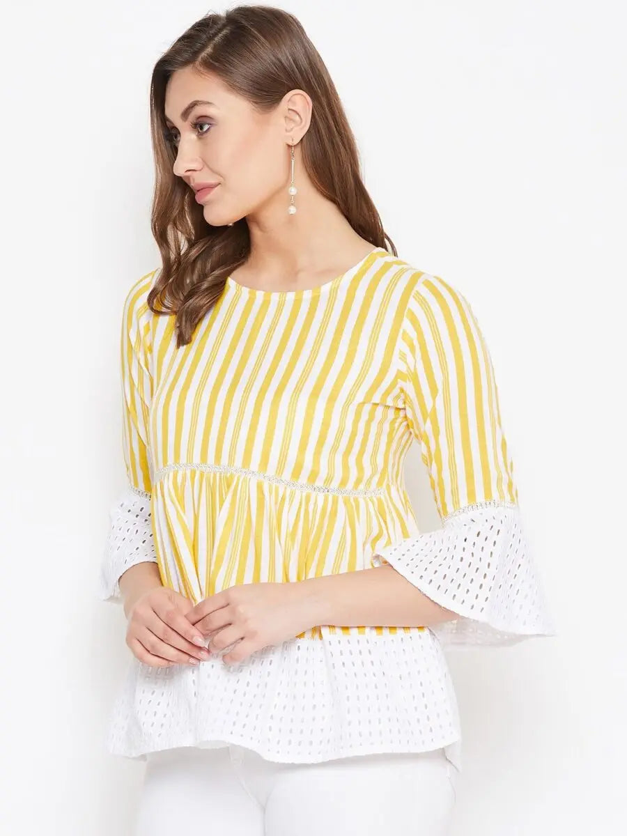 winered-yellow-striped-rayon-empire-waist-top