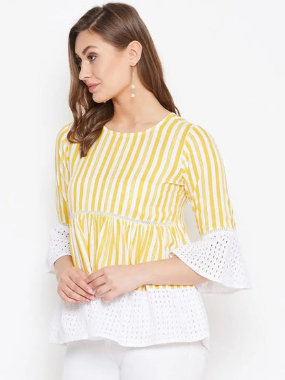 winered-yellow-striped-rayon-empire-waist-top