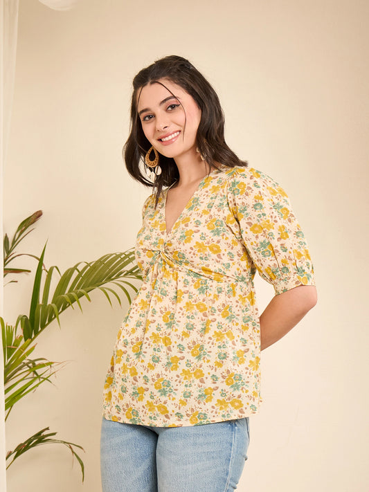 V-Neckline Twisted Top