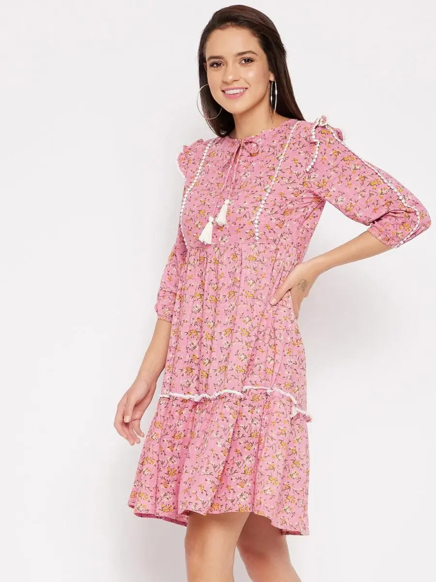 winered-pink-a-line-rayon-floral-print-dress