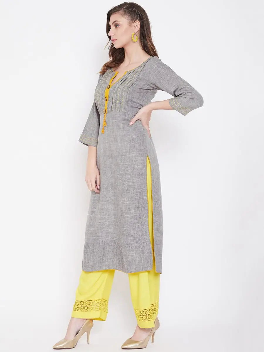 winered-grey-straight-cotton-blend-self-design-kurta