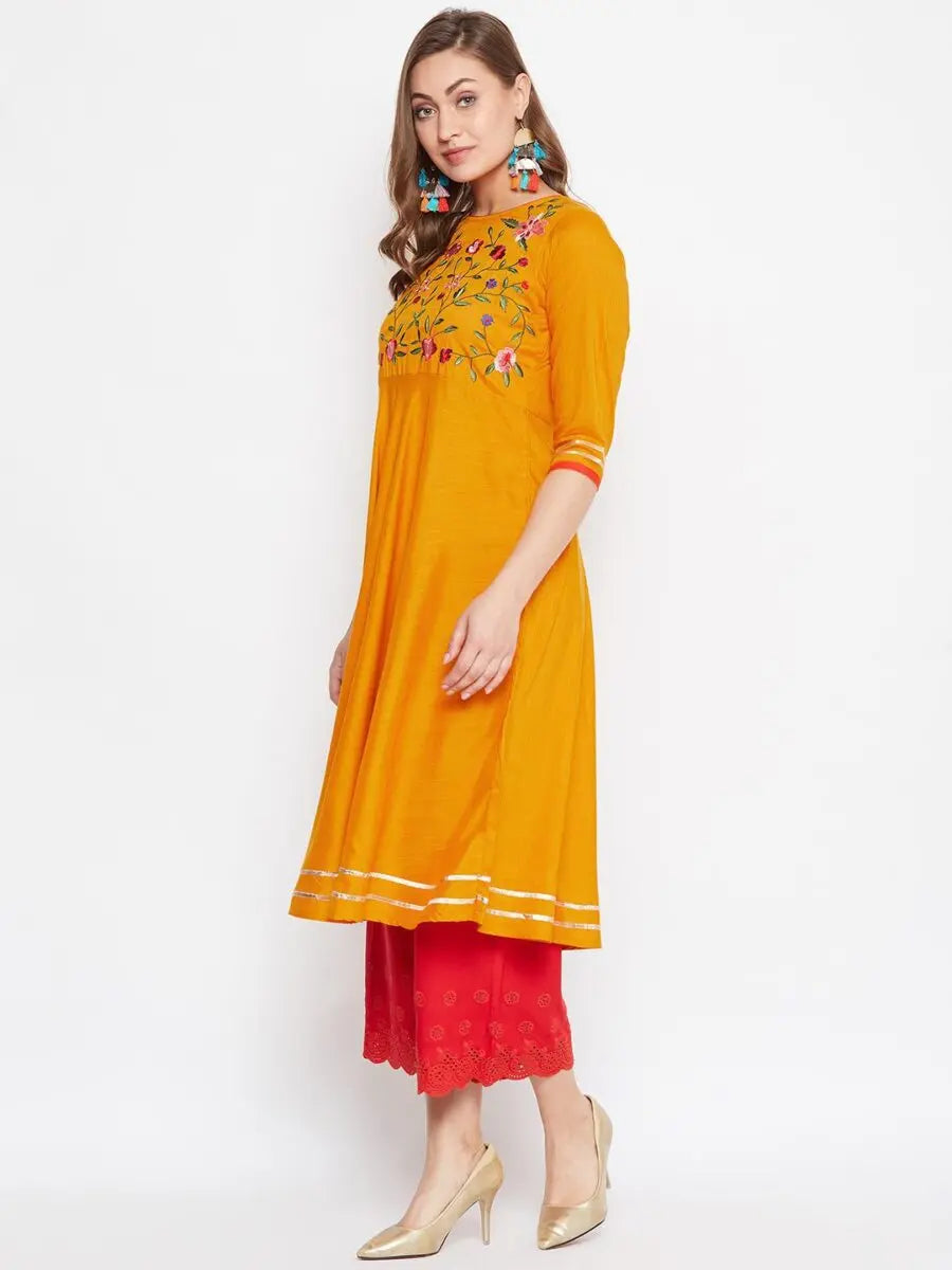 winered-mustard-yellow-anarkali-rayon-embroidered-kurta