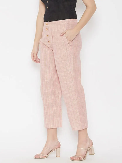 winered-pink-regular-fit-cotton-texetured-trouser