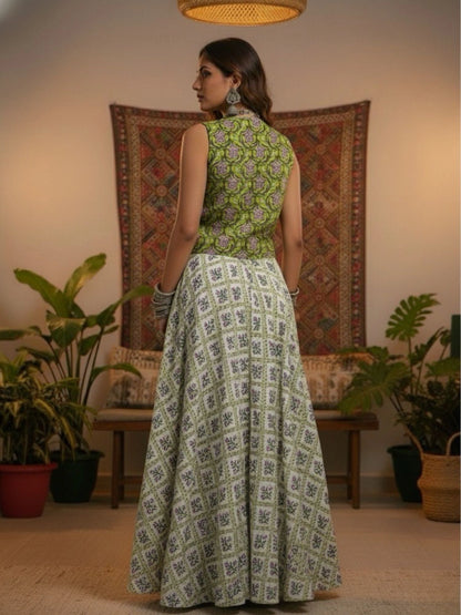 Women's Lace Detailed Waistcoat with Skirt Co-ord Set