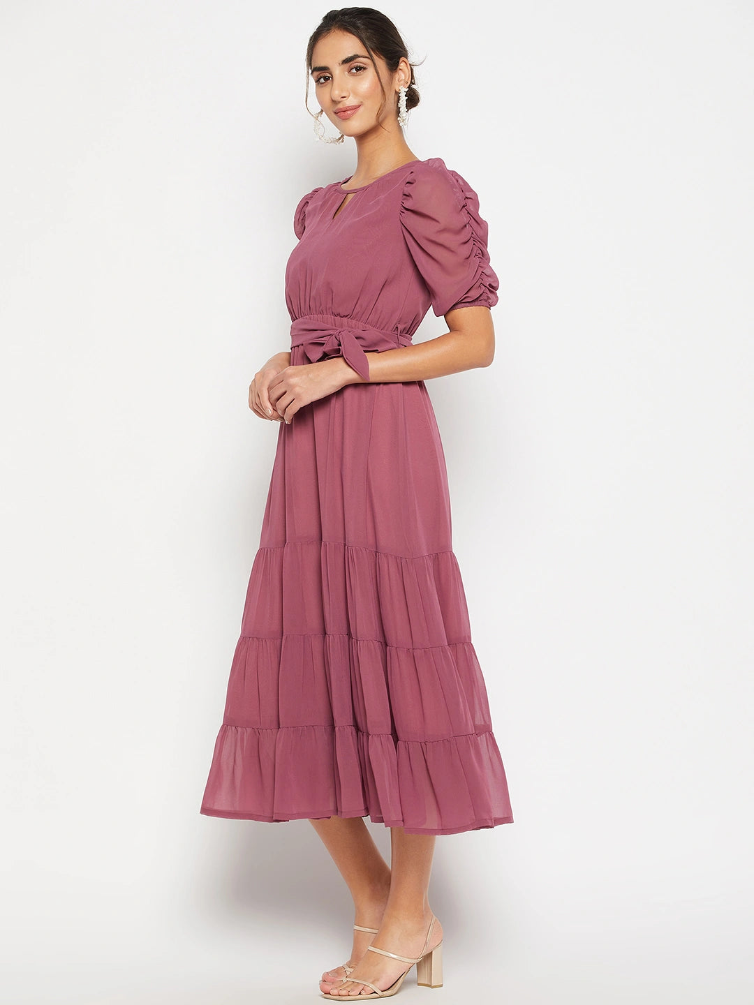 Woman Tier Bottom Solid georgette Dress