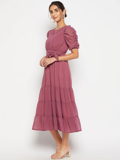 Woman Tier Bottom Solid georgette Dress
