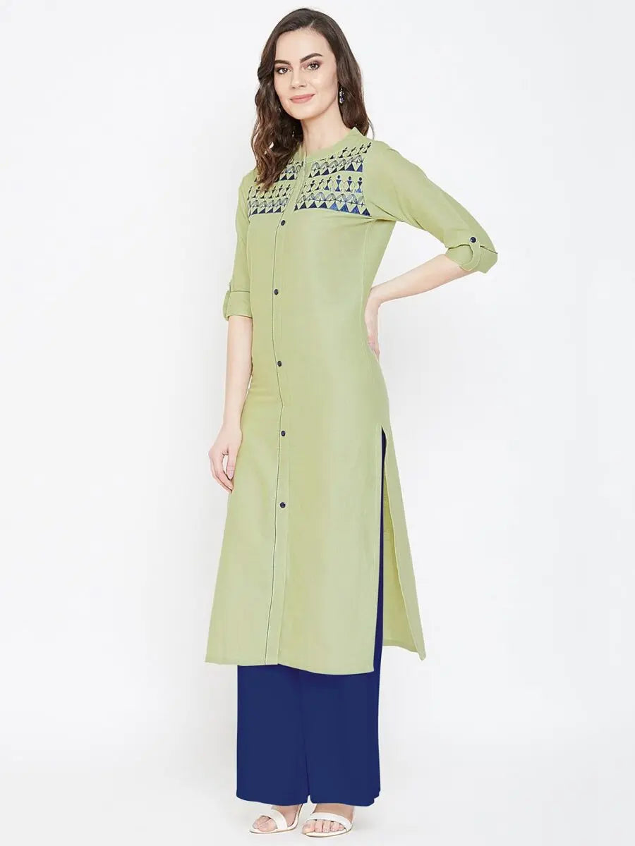 winered-green-embroidered-straight-cotton-kurta