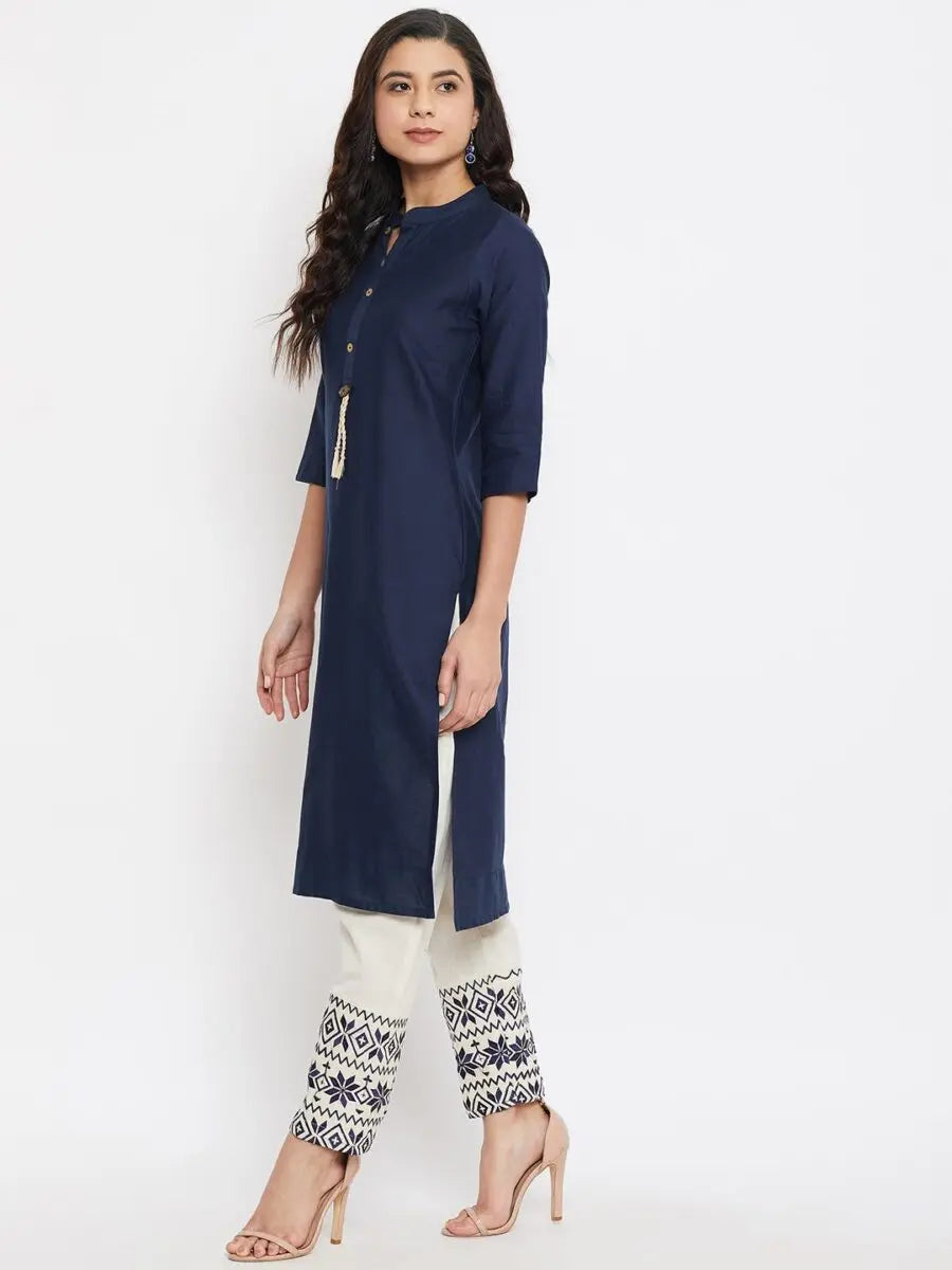 winered-navy-blue-straight-cotton-embroidered-kurta-and-pant-set
