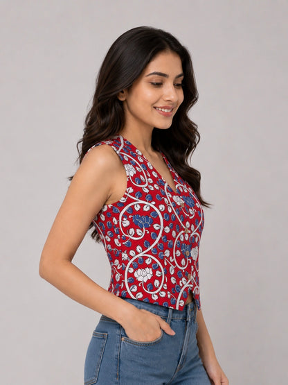 Women Floral Waistcoat