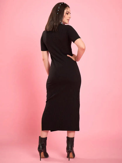 winered-women-black-collared-bodycon-dress