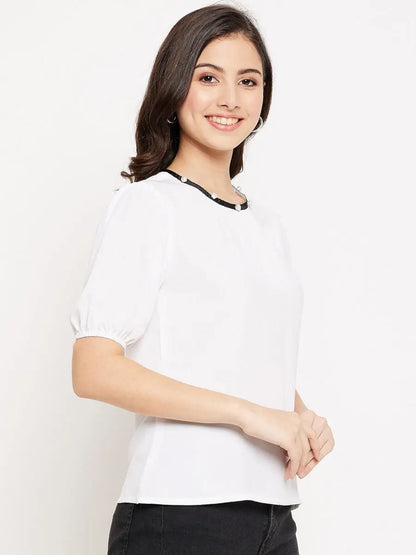 winered-women-puff-sleeve-top