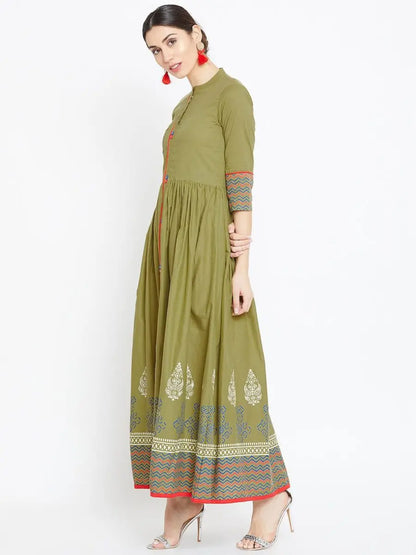 winered-green-flared-cotton-printed-kurta