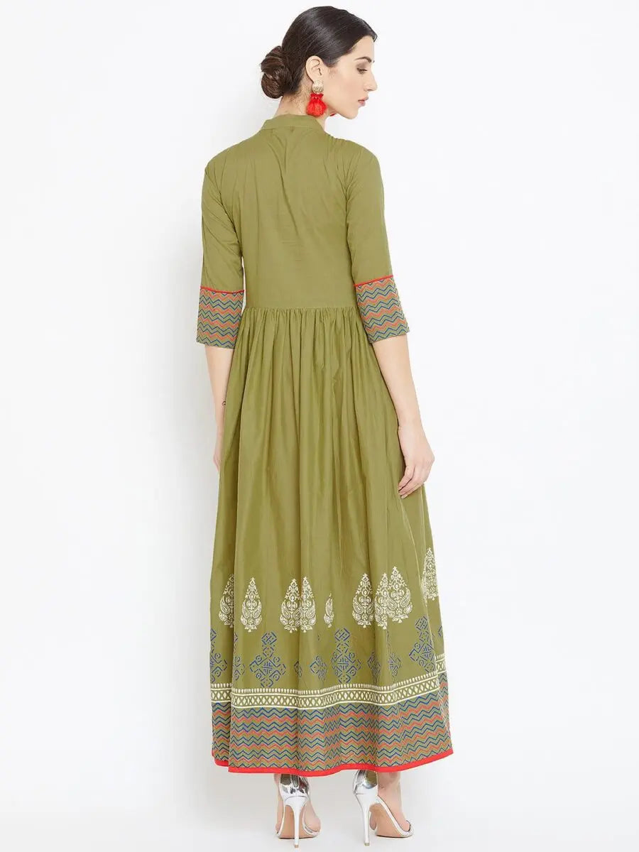 winered-green-flared-cotton-printed-kurta
