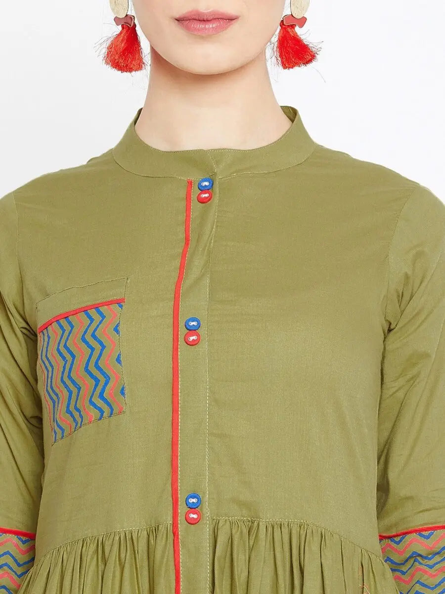 winered-green-flared-cotton-printed-kurta