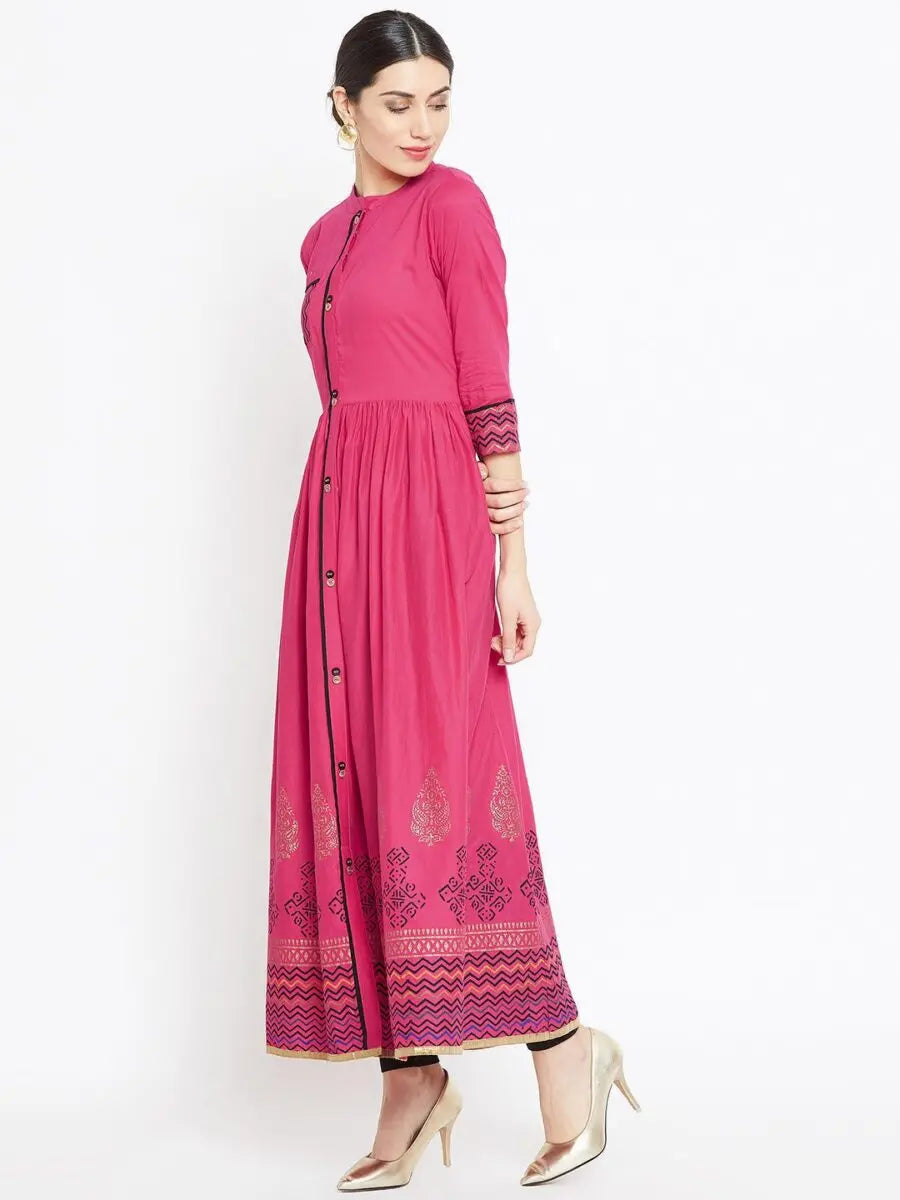 winered-pink-flared-cotton-printed-kurta