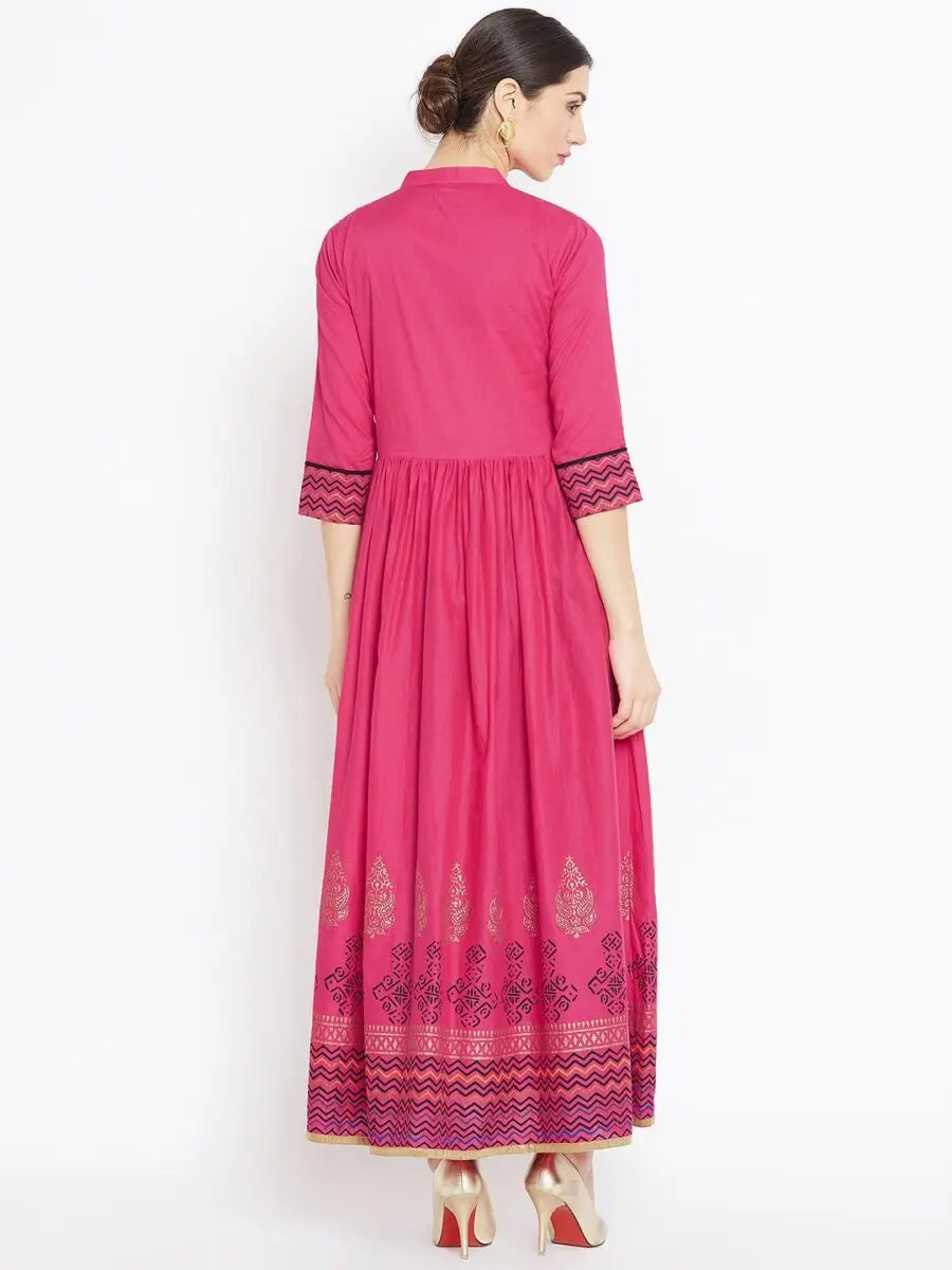 winered-pink-flared-cotton-printed-kurta