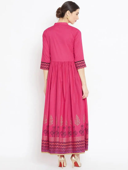 winered-pink-flared-cotton-printed-kurta