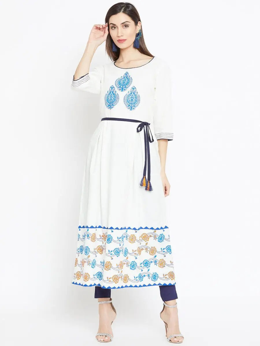 winered-white-a-line-cotton-printed-kurta