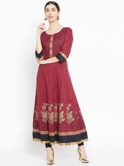 winered-maroon-anarkali-cotton-printed-kurta