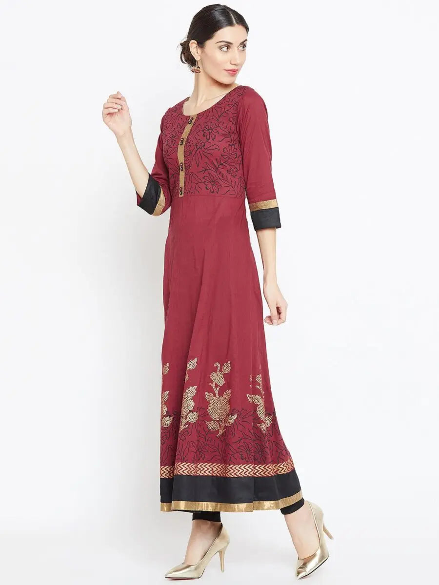 winered-maroon-anarkali-cotton-printed-kurta