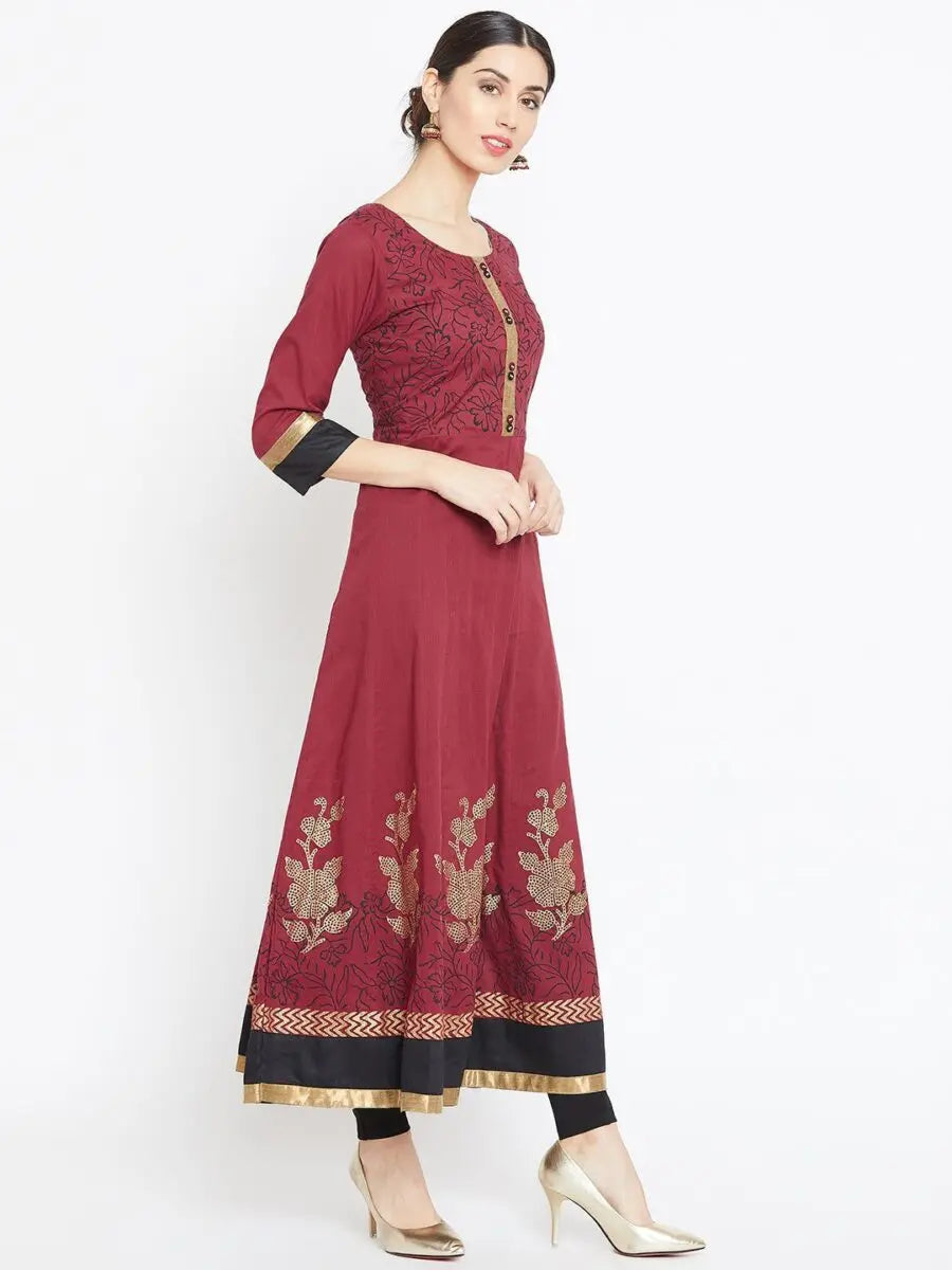 winered-maroon-anarkali-cotton-printed-kurta
