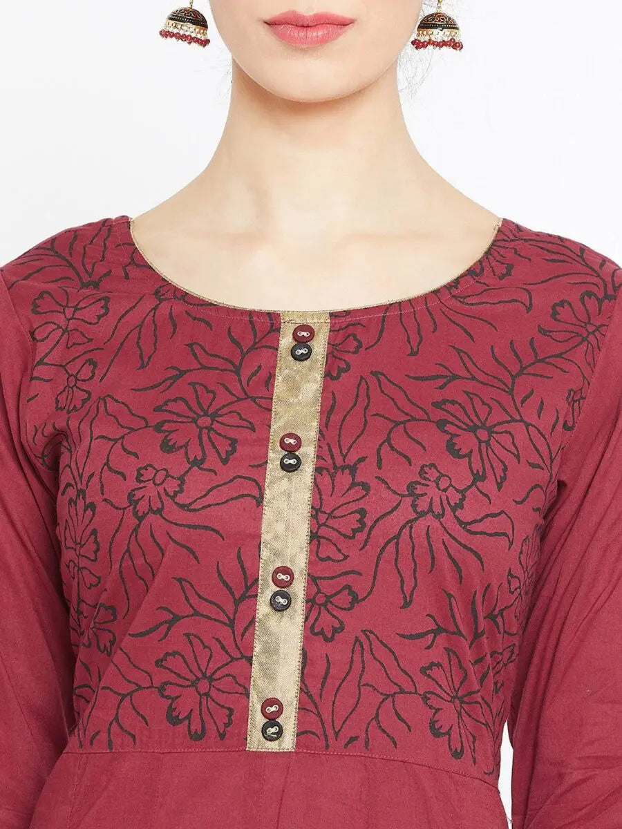 winered-maroon-anarkali-cotton-printed-kurta