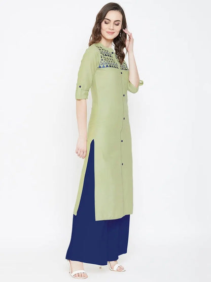 winered-green-embroidered-straight-cotton-kurta