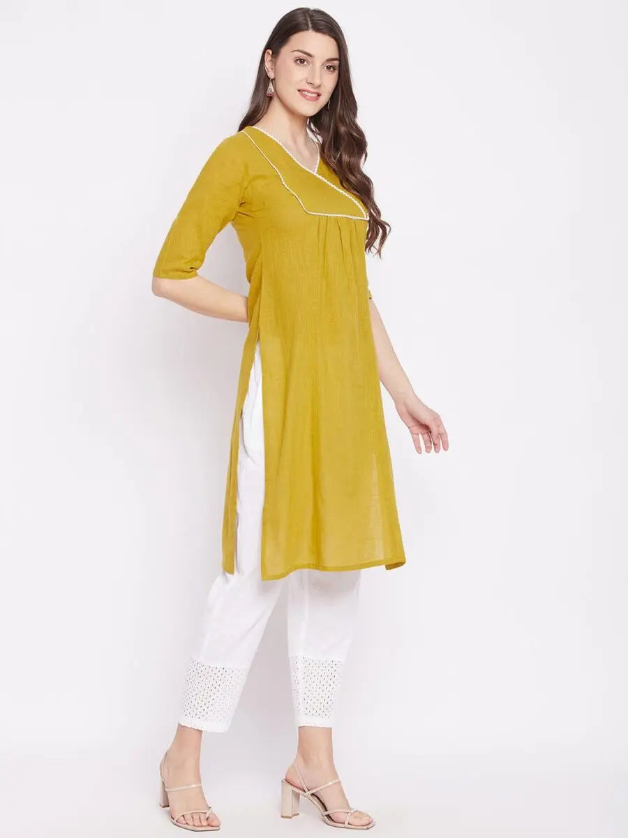 winered-yellow-straight-cotton-solid-kurta-and-pant-set