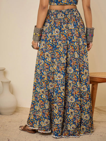 women-blue-ethnic-print-cotton-maxi-skirt