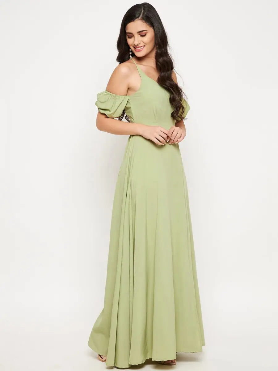 winered-light-green-crepe-long-dress
