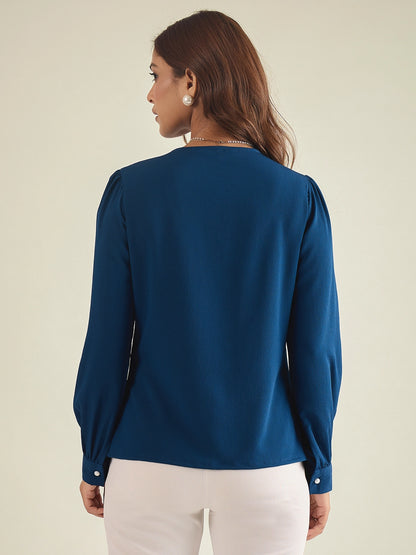 winered-women-blue-collared-shirt-with-contrast-embriodery