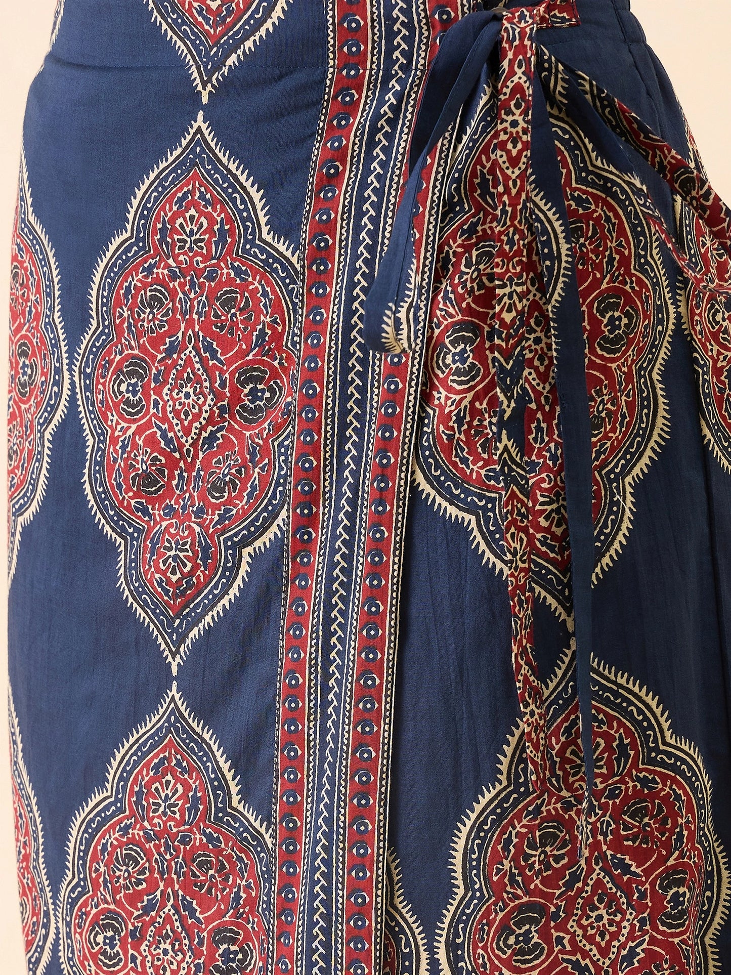 Women's Ethnic Printed Crop Shirt & Wrap Skirt Co-ord Set