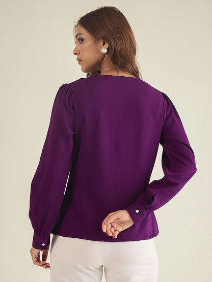 winered-women-purple-collared-shirt-with-contrast-embriodery