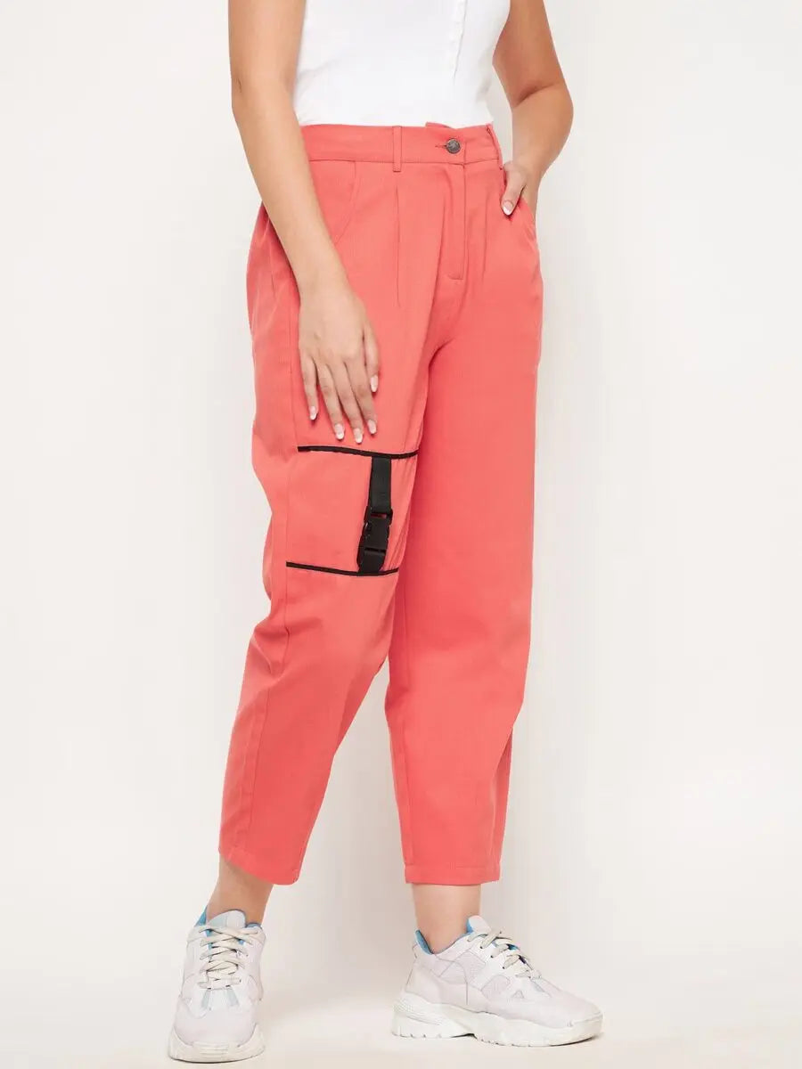 winered-peach-trouser-with-buckle
