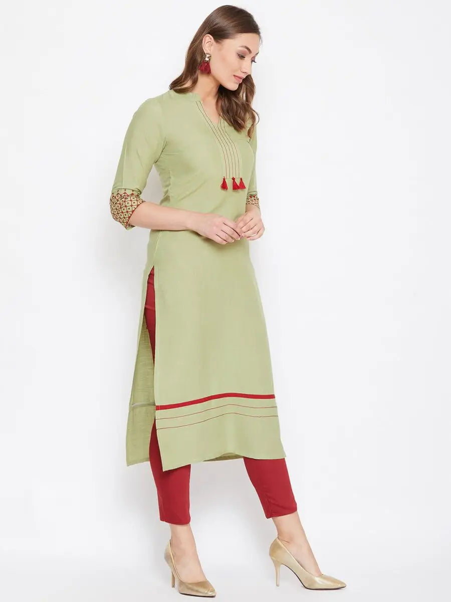 winered-dusty-green-straight-rayon-embroidered-kurta