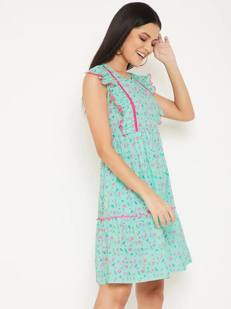 winered-mint-green-ruffled-cotton-floral-print-dress