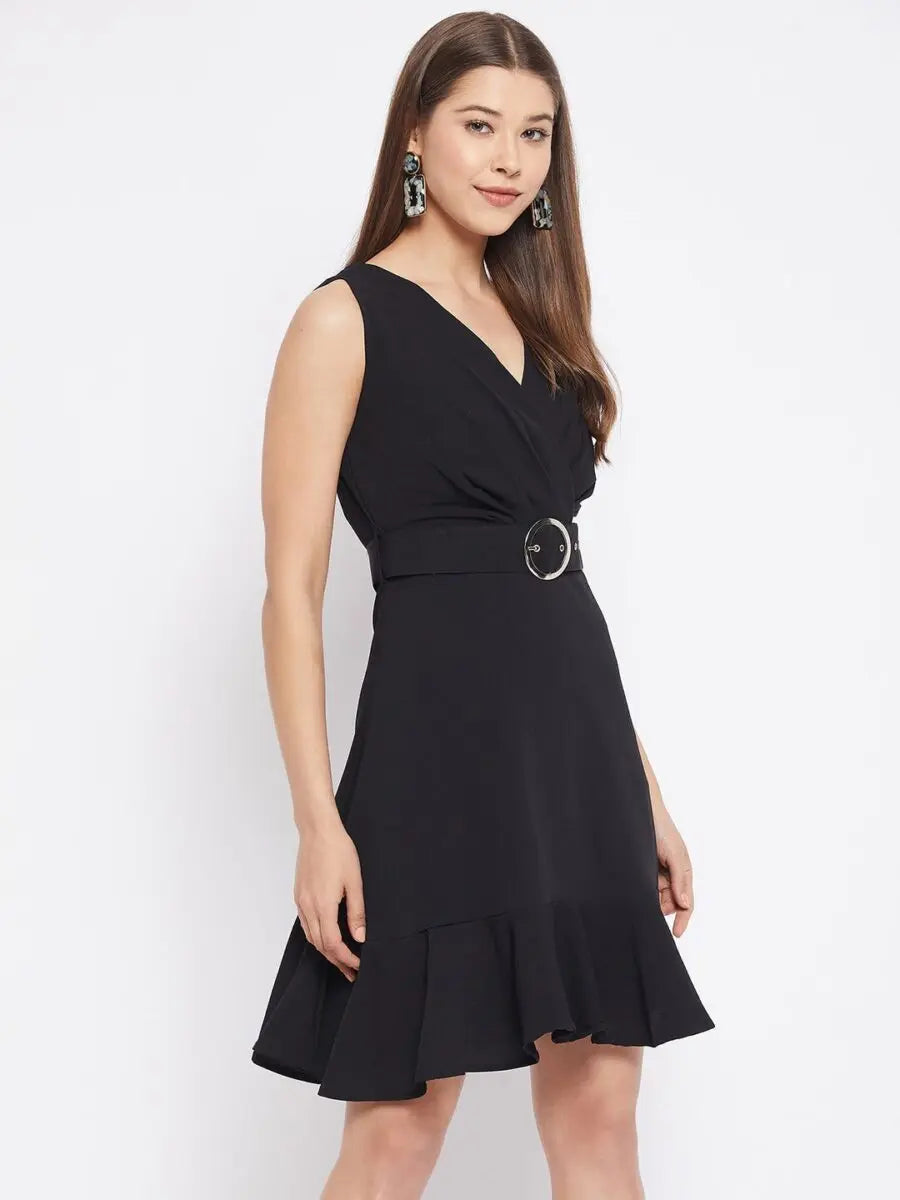 winered-black-fit-and-flare-crepe-solid-dress