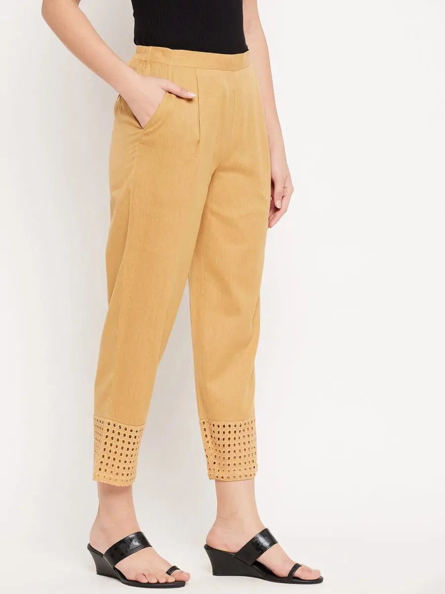winered-beige-cotton-trouser-for-women