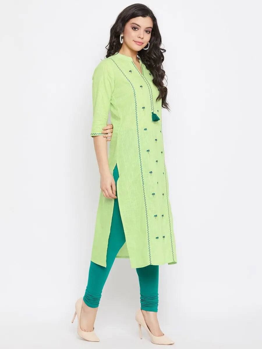 winered-light-green-straight-cotton-embroidered-kurta