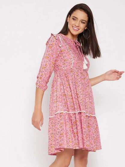 winered-pink-a-line-rayon-floral-print-dress